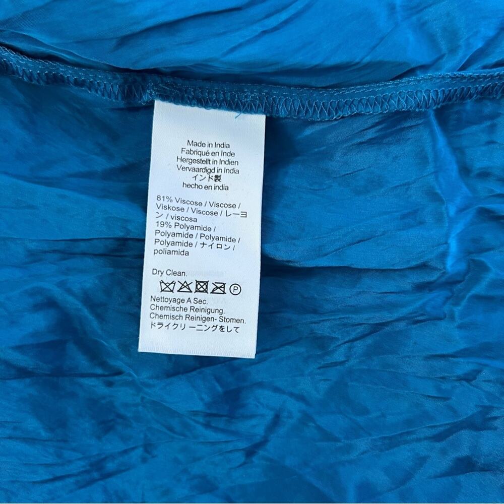 J Crew Palermo Viscose Blend Crinkle Sea Blue Travel Midi Dress Size LP NWT - Picture 15 of 16